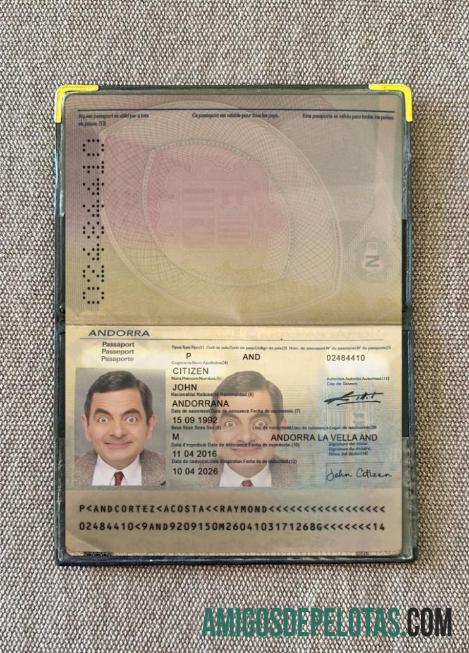 Passaporte de Andorra 2016 Presente Photolook amostra